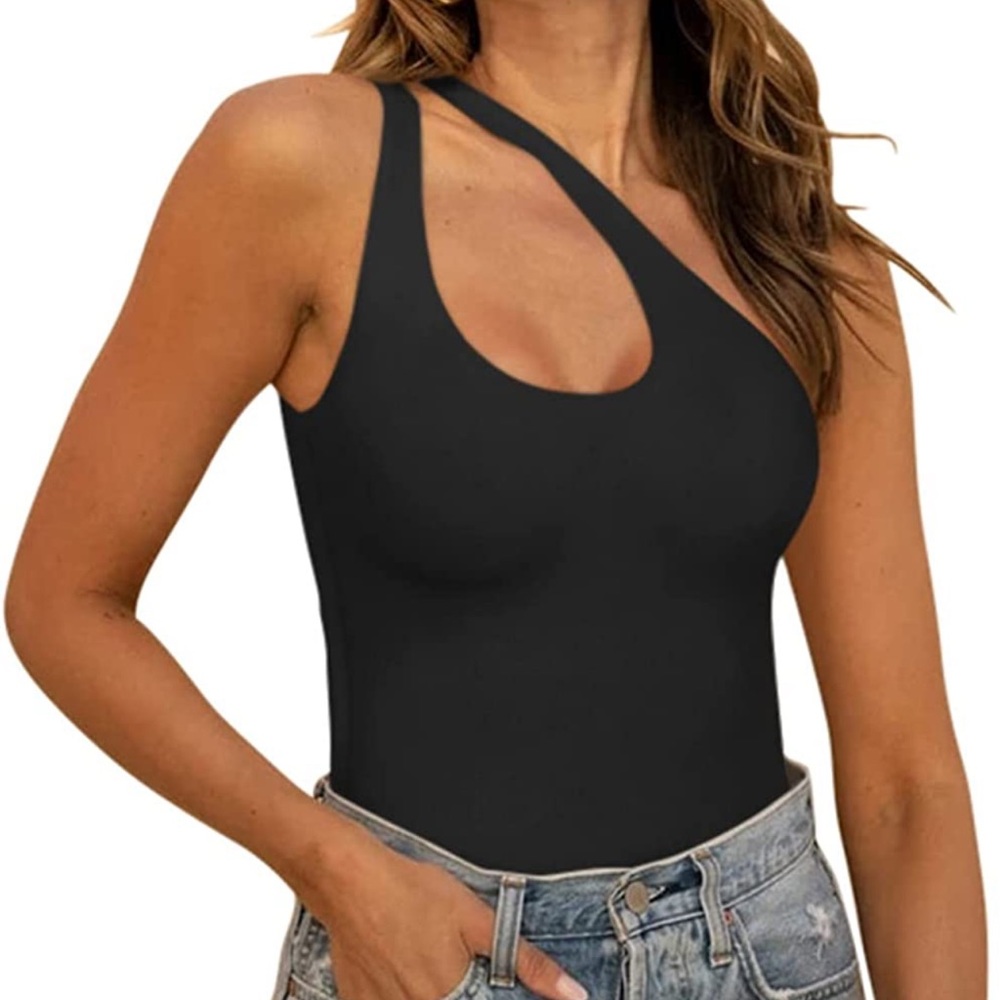 Women’s Sexy One Shoulder Cutout Front Backless Sleeveless Tank Top Bodysuits